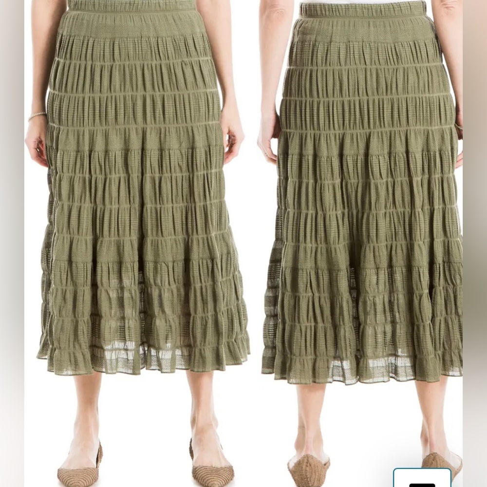 Max Studio olive green midi skirt